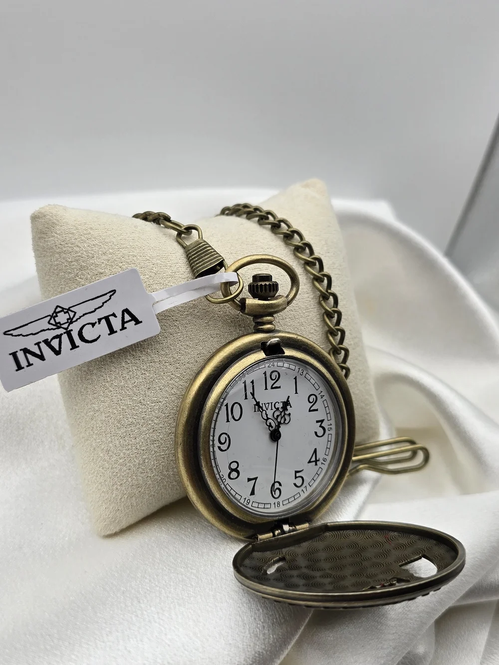Invicta Bronze Tone Train Motif Pocket Watch